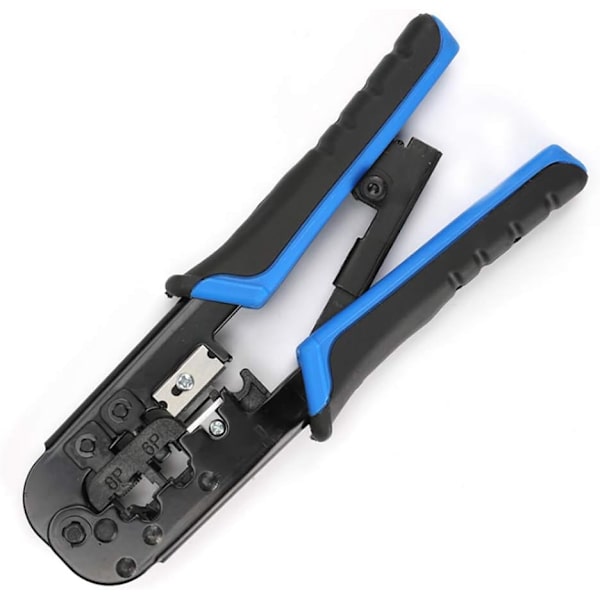 RJ45 Ethernet-puristin, 8P/6P-RJ11-verkkokaapeli puristin, RJ12-räikkäpuristin leikkuri sininen