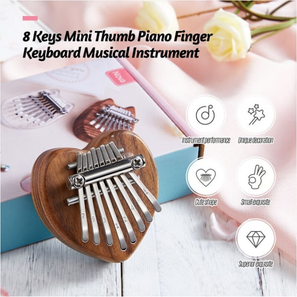 Mini tommelpiano 8 toner Kalimba massivt tre transparent krystall femfingerspiano bærbar nybegynner fingerpiano musikkinstrument