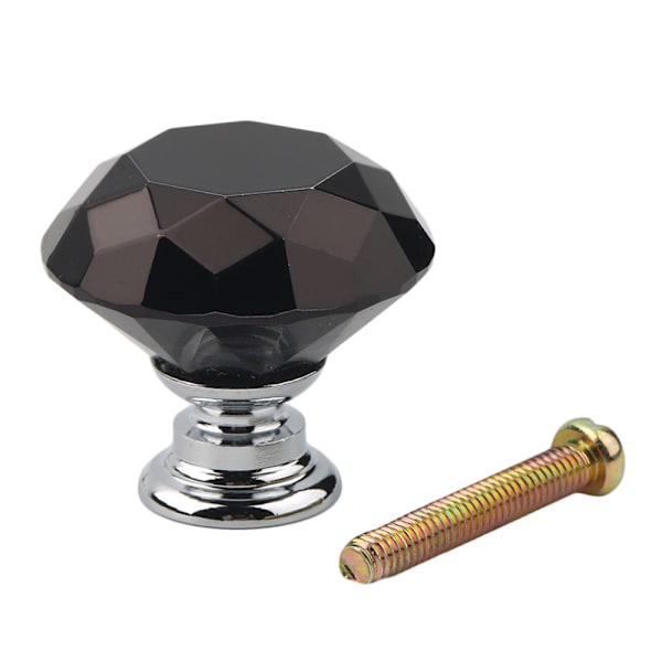 Krystallknapper til skapdører, glasshåndtak til skuffer, diamantslipt sinklegering med skruknapper for skap, skuffer, kommoder, hjemmedekor, 3 cm