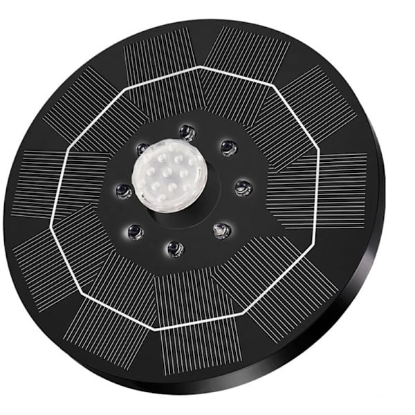 Solcellsfontän för pool utomhus med solcellsbrunn, flytande fontän med energilagring och 3 W LED-ljus