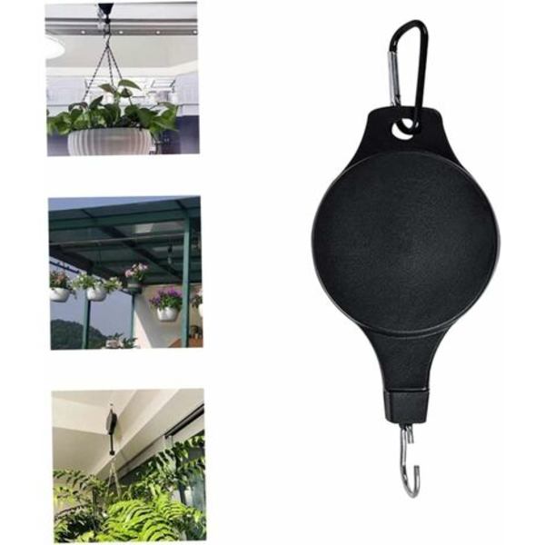 2-pakke plantetrissekroker, plantetrisser, justerbare innfellbare takkroker for hengende planter (svart)