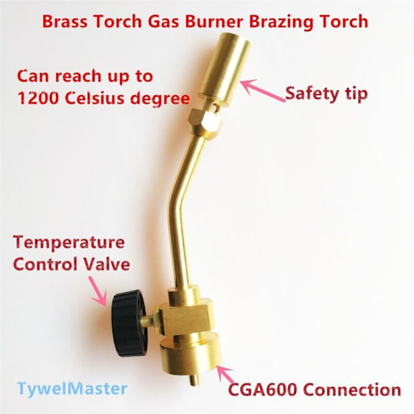 MAPP Propan Varmeflamme for Gassbrenner CGA600 Tilkobling (1\"-20UNEF) Lodding Gassveisbrenner for 14.1-16 oz Sylinder