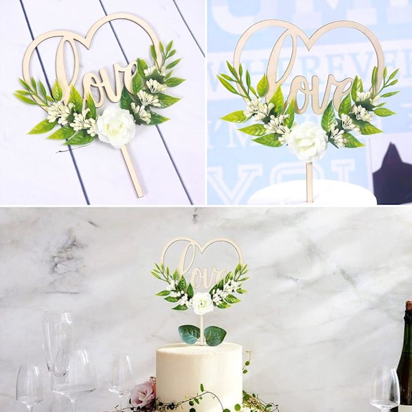 2 stk hjerte bryllup kake topper fest tre hjerte kjærlighet kake topper bursdag kake topper hjerte bokstav kjærlighet kake topper dekorasjon kake tilbehør