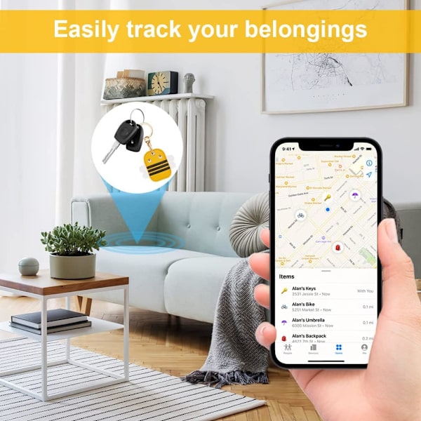 Airtag Nøglering, Sød PU-Etui til Apple Airtag, Bærbar Nøglefinder til Børn, Kæledyr, Nøgler, [Adgangskontrol Nøgleholder] (Airtag Medfølger Ikke) (Bi)