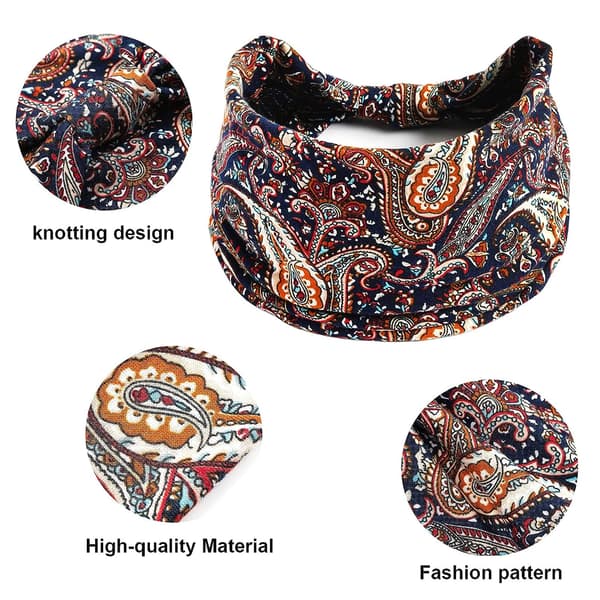 4 stk brede Boho-hodebånd for kvinner Sklisikre elastiske hodebånd Mote hårbånd Stoff hodebånd Hodeplagg Hårtilbehør for