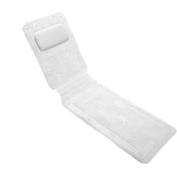 Full Body Support Badematte med Badepute, 3D Air Mesh Spa Badekarpute, med Sklisikre Suggekopper (125CM*36CM)