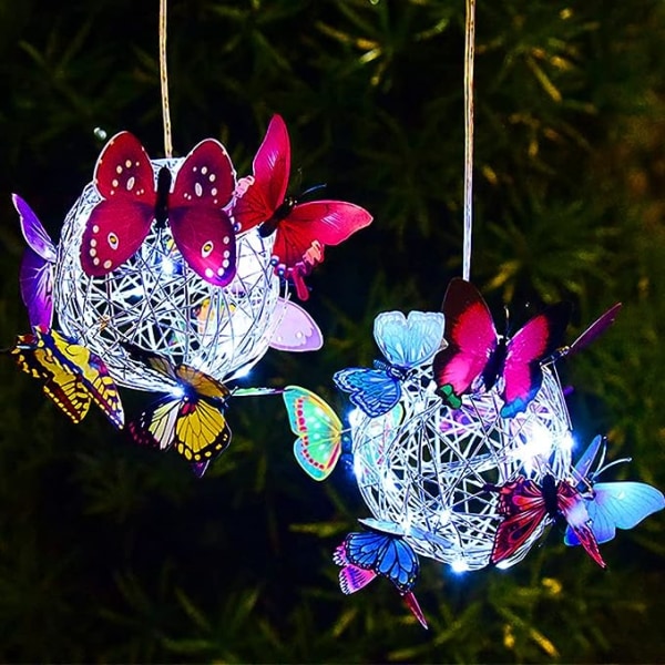 Hängande sollampa Butterfly Solar Garden Lights med färgglada Bu