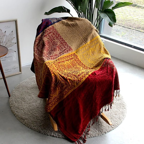 Bohemisk filt med tofsar, handvävd bomull, varm filt för soffa, lätt, varm och riktigt, 150 x 190 cm