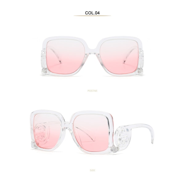 Fashion Large Frame Creative Eyewear - Transparent Pink, Solbriller
