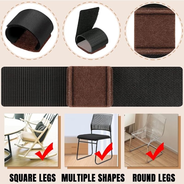 24 stycken filtkuddar, filtkuddar för möbelstolar, möbelkuddar, möbelskydd, filtbuffert golvskydd, undviker repor och minskar