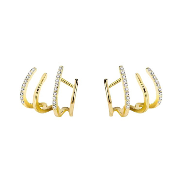 Shang personlighed temperament fire kløer zirconia øreringe kobber mikro sæt zirconia øreringe fire kløer øreringe 925 sølv pin sølv