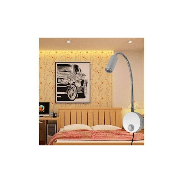 Dæmpbar Touch Wall Reading Lamp LED Hovedgærde Læselampe med USB-port og Afbryder, Fleksibel Svanehalslampe med Stik, 3W Wall Bedside Lamp fo