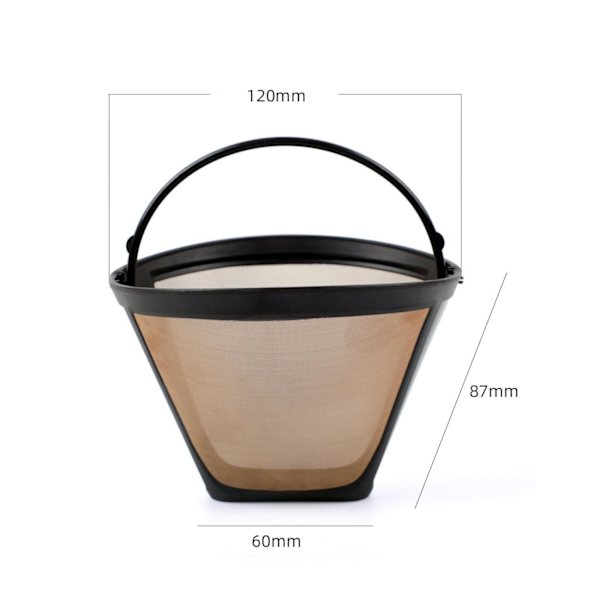 2 stk. kaffefilter, universel permanent kaffefilter, rustfrit stål vaskbar og genanvendelig kaffekurv kop, guldfilter med håndtag - kaffeacc