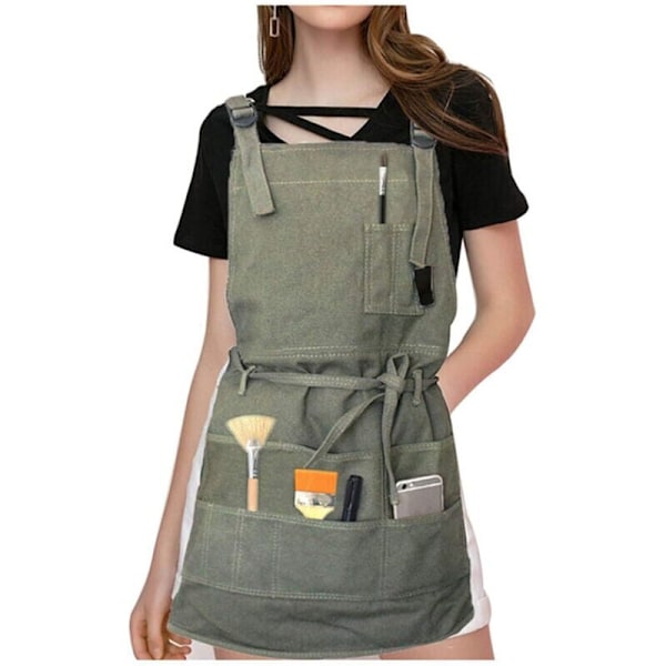 Ammattimainen canvas-esiliina taskuilla naisille miehille aikuisille miehille, säädettävä kahvi maito tee salonki kukkakauppa ravintola baari miehille ja naisille