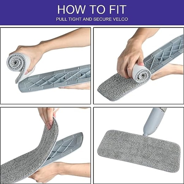 16,5\"x5,5\"(Grå), 6 stk. moppeputerstatning, mikrofiber spraymopp for spraymopper