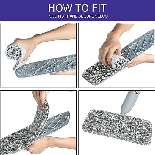 16,5\"x5,5\"(Grå), 6 stk moppeputerstatninger, mikrofiber spraymopp for spraymopper