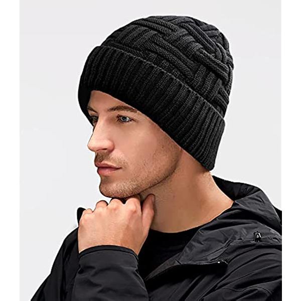 Vinterhat Varm Strikket Tyk Løs Løs Hue Skull Hat Mænds Gave One Size
