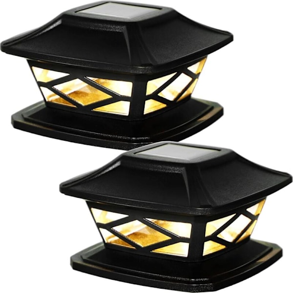 2 stycken utomhus solcellslampor för hattstolpar LED LED LED LED LED FLOW SOLAR SOLAR SOLAR SOLUS (svart)