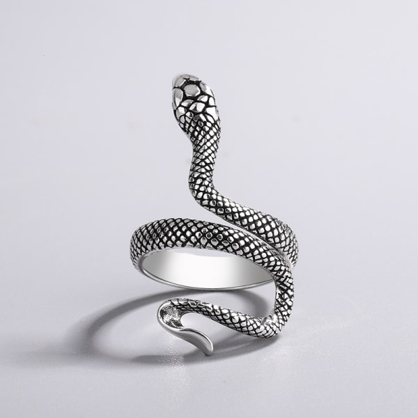 Sølv Snake Ring til kvinder Hvidguldbelagt Vintage Punk Finger