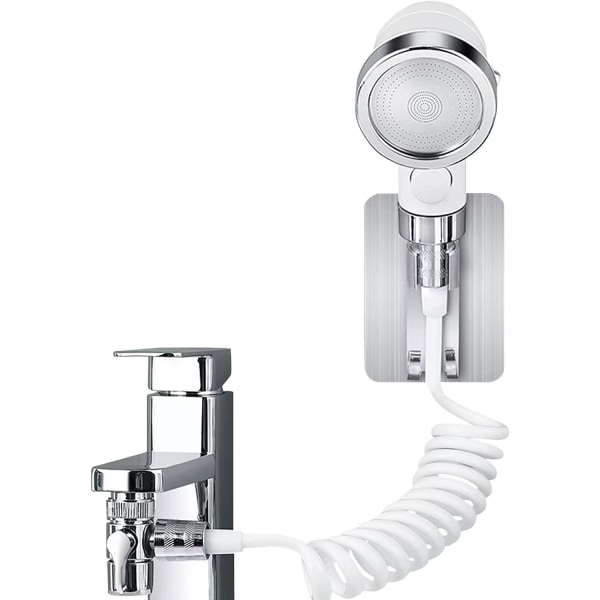 Sink hand shower, bathroom hand shower with telescopic hose, faucet extension for showering pets, washing hair or cleaning the sink