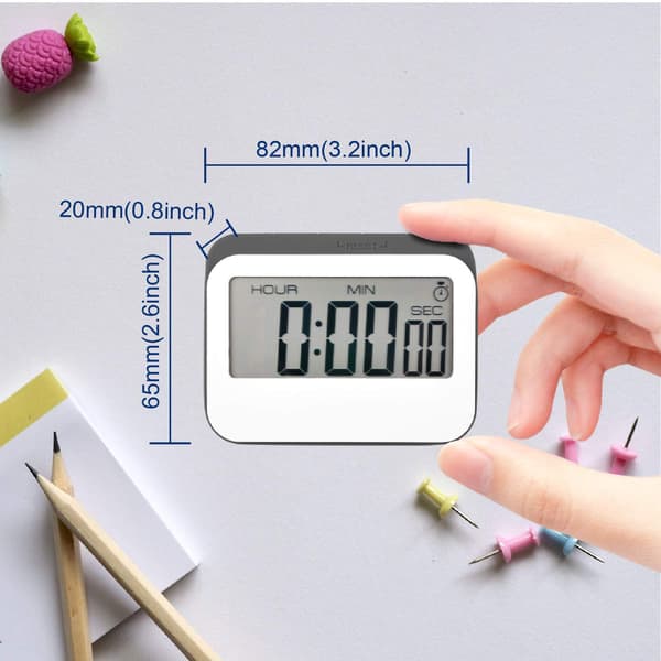 Digital Timer Alarm Klokke Kjøkken Timer Stor LED-skjerm Magnetisk Design Utskiftbart Batteri for Barn og Eldre
