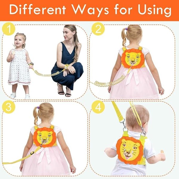 Boys Toddler Anti Lost Rope (Lion), 3 i 1 Baby Rope Walking Carr