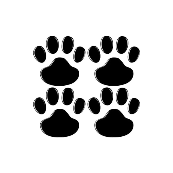 4 stk. sorte 3D krom hundepote fodaftryk bilmærkat emblem dekoration til bil motorcykel væg laptop møbler (sort)