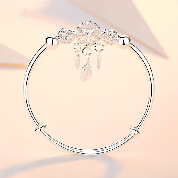 Säädettävä 925 Sterling Hopea Unelmien Saalistaja Tupsu Helmi Charm Rannekoru ja Rannekkeet