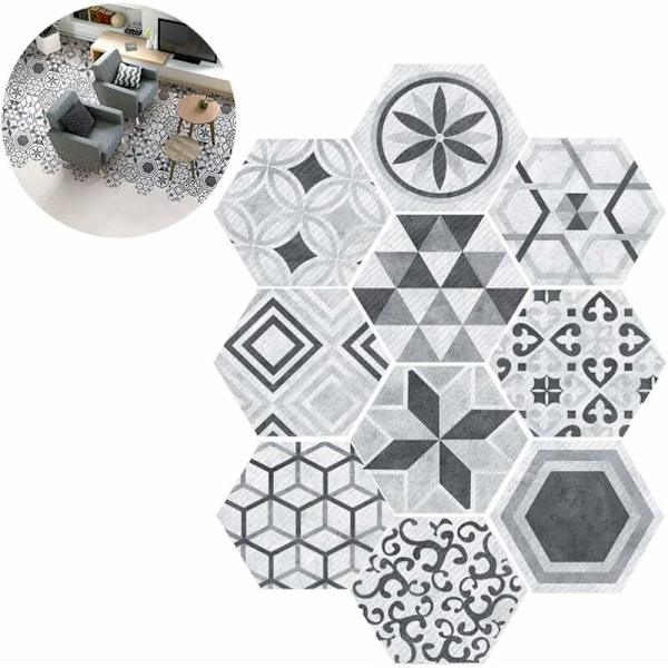 Klistermärken för kakel Hexagon Industriell stil Halkfri Självhäftande Avtagbar Väggdekal