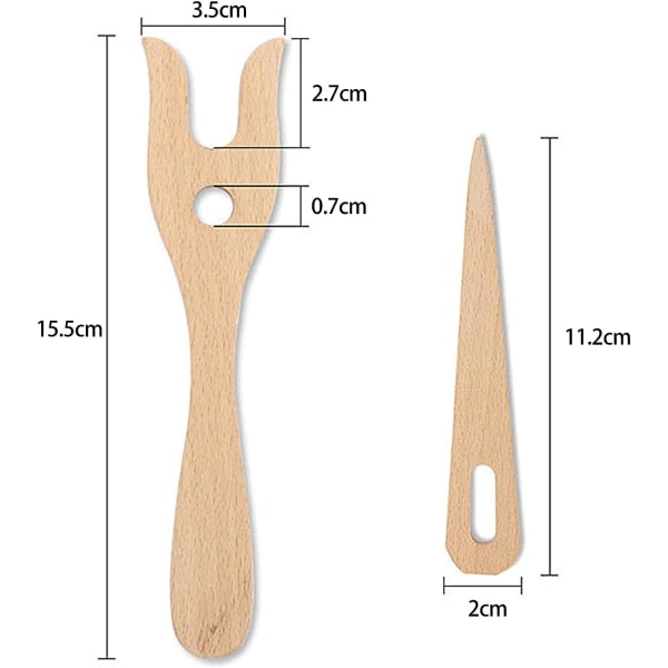 Naturlig tre strikkegaffel manuell strikking barn strikkegaffel stor øyenål håndlaget flettet tre tau armbånd halskjede verktøy Tress