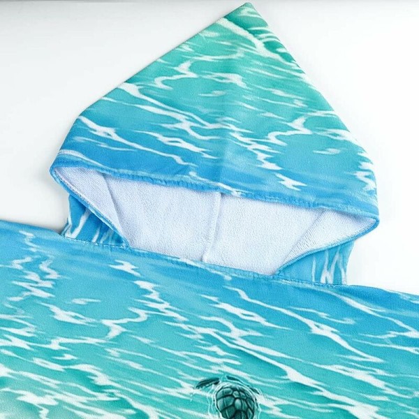 1 st Strandhandduk Poncho Bad Blå Sköldpadda för vuxna, stor anti-sandstorlek Snabbtorkande Sporthandduk, 75 cm x 110 cm