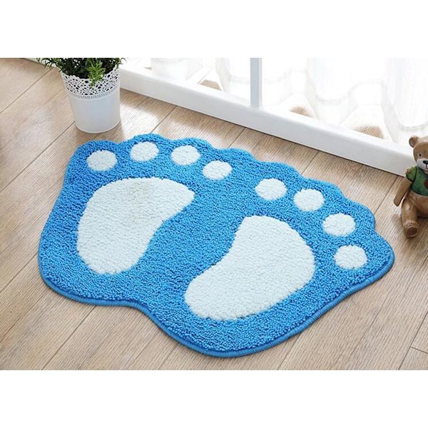 Blå bademåtte - 40x60cm - Skridsikker - Vandabsorberende - Mikrofiber bademåtte - Til døråbninger - Badekar, bruser