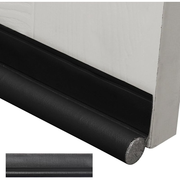Isolerende dør, 95 x 10 cm anti-kulde porte med selvklæbende forsegling, beskyttelse mod luftstrømme og støj (farve: sort)