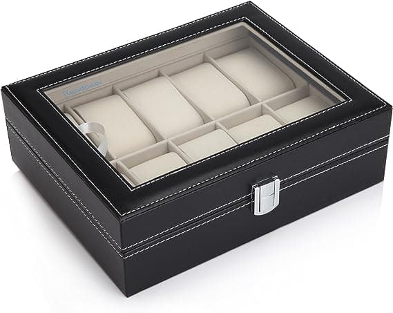 Etui för klockor/displayställ/låda/förvaring för klockor i PU och glas
