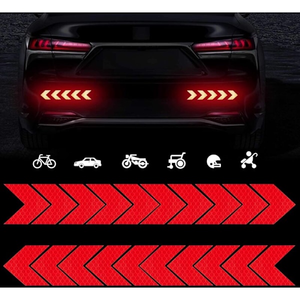 20 kappaletta erittäin tehokkaita tarroja auton näkyvyyden parantamiseen, laadukkaat yölliset timanttivaroitustarrat, vedenpitävät turvatarrat autoon, moottoripyörään ja lastenvaunuihin (punainen)