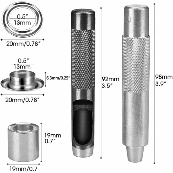 Ögleverktygssats 12mm - 120 set metallöglor - Ögleverktyg för DIY gardin presenning canvas tältreparation