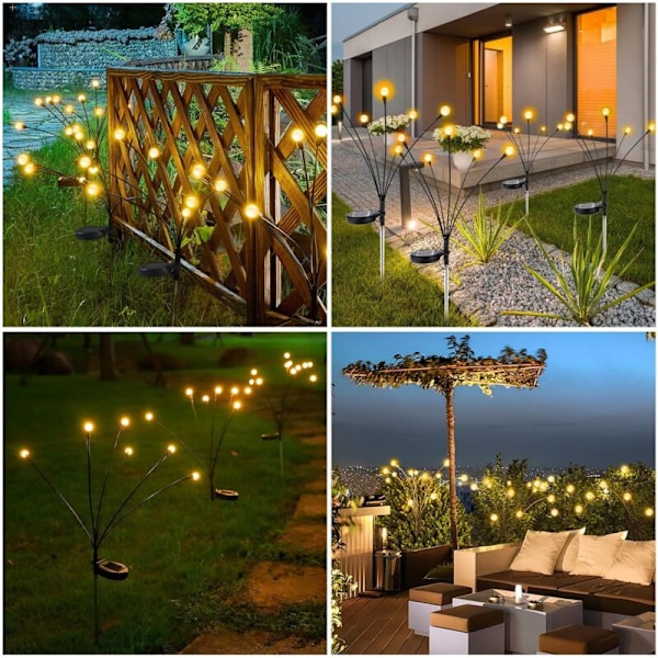 6-pak LED solcellehavelamper, Firefly solcellehavelamper, udendørs dekorative solcellelamper