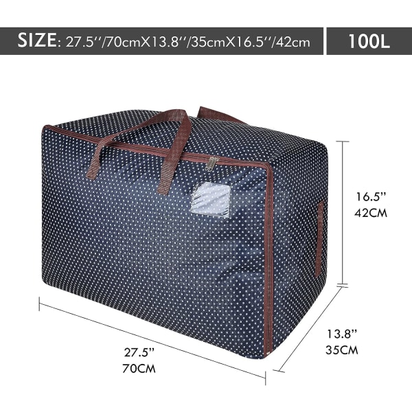Blå-100L plaggväska, överdimensionerad tjock förvaringsväska, resväska (1