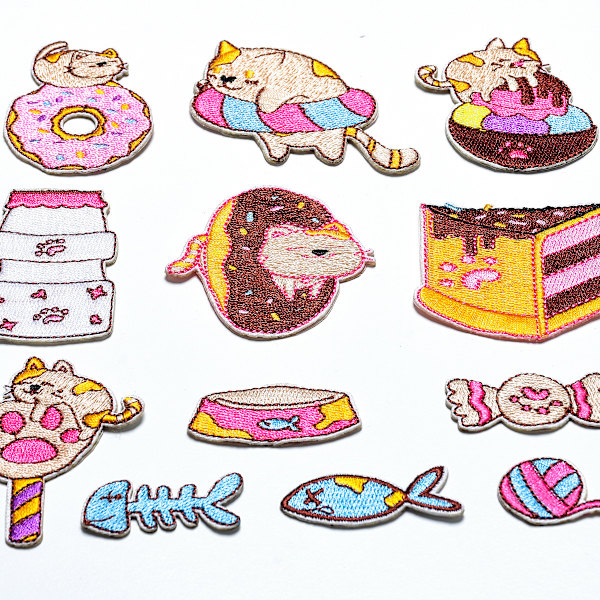 12 Meow Star kangas tarroja Cartoon Kirjonta tarroja Amazon Kitten Patch tarroja Kirjottu Laukku Zhangzi Logo