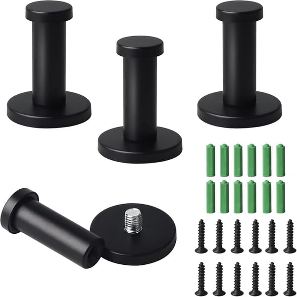 4-pack väggkrok badrum väggkrok 50mm rostfritt stål handdukskrok badrum svart matt