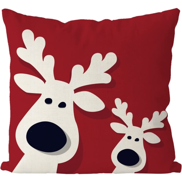Jul örngott 18x18 tum 4-pack jul älg snöflinga prydnadskuddfodral vardagsrum röda dekorativa örngott för soffa