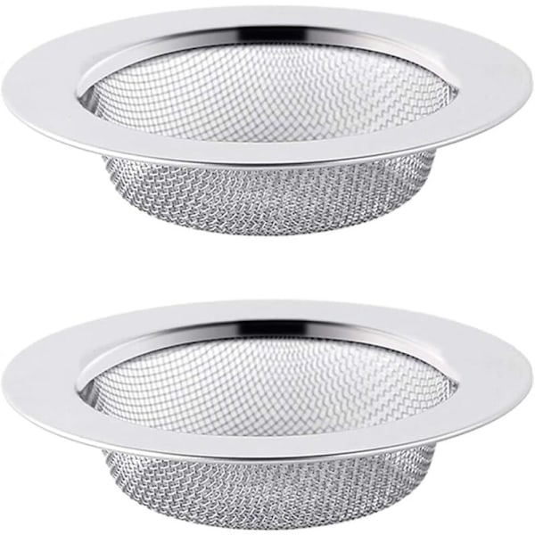 Sæt med 2 tømningsfiltre i rustfrit stål - Hårfilter til badeværelse - Spildevandsfilter - Køkkenfilter i rustfrit stål (7,7 cm)