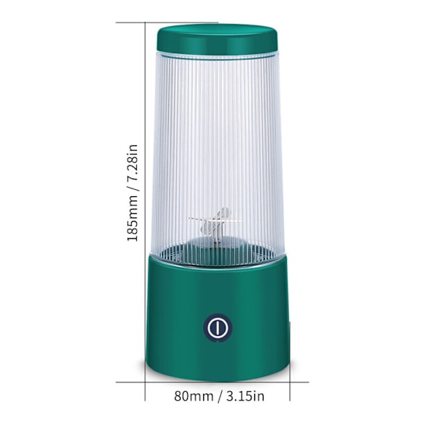 Kannettava tehosekoitin neljällä terällä, mehu, 350 ml kuppi, hedelmäsekoituskone, irrotettava kuppi, ladattava USB:llä, urheiluun, matkoille ja ulkoiluun