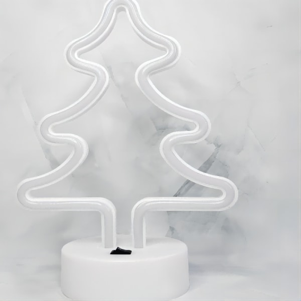 Juleneonlys neongrøn juletræslys, 24cm lang og 18cm bred batteri/USB-drevet juleneontræslys