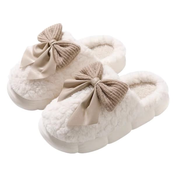Tøfler til kvinder vinter varme tyksålede husholdning fluffy søde fluffy tøfler 24,5 cm