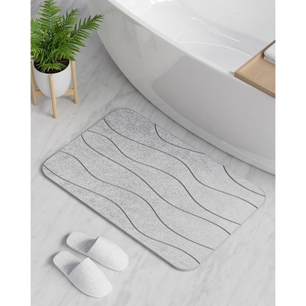 Halkskyddad superabsorberande snabb torkande badrumsmatta, naturlig duschmatta för badrumsgolv, lätt att rengöra (23,6\" X 15,4\")