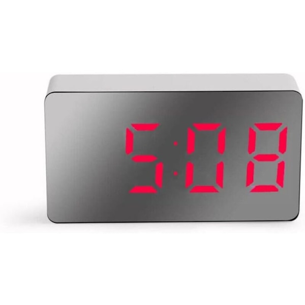 Digitalt vækkeur med spejl - mini LED-ur - Digitalt elektronisk vækkeur - Bærbar - USB-opladning