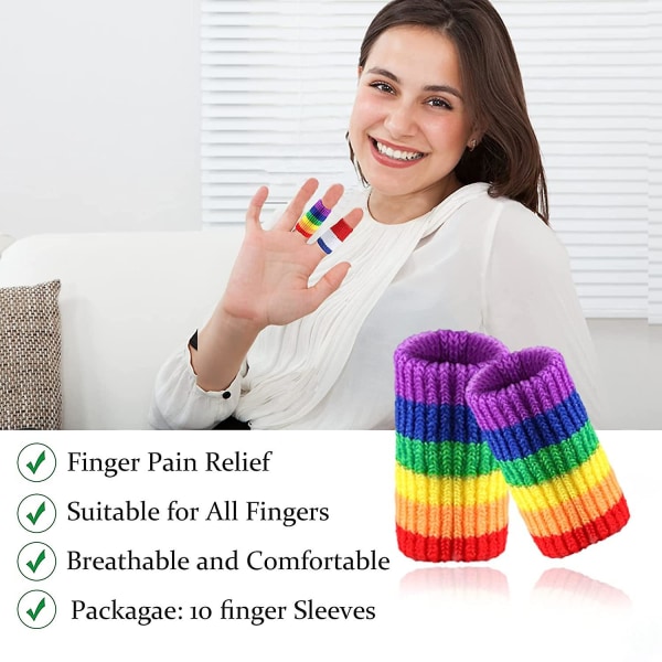 10 stk fingerhylser, fingerbeskyttere, pustende fingertupper, elastiske fingerdeksler for triggerfingre, leddgikt  gul blå