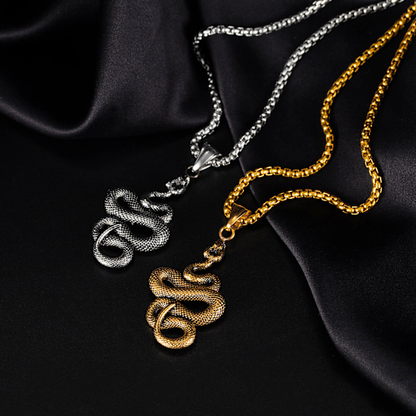 Street hip-hop trendy herre titanium stål python vedhæng halskæde guld