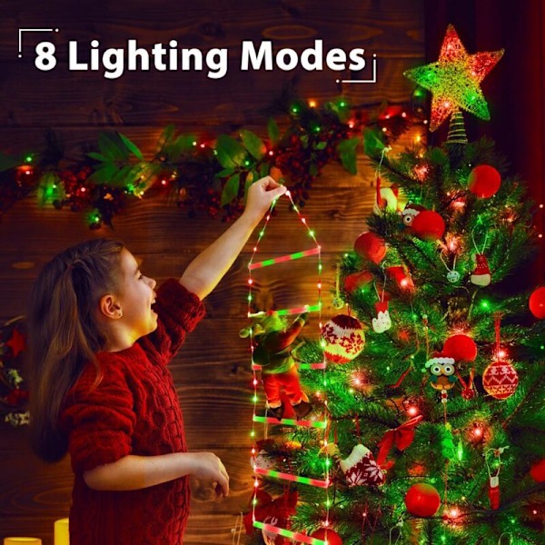 LED Julbelysning - 1m Juldekorationsstege med Jultomte, Juldekorationsljus för Inomhus Utomhus, Fönster, Trädgård, Hem, Vägg, C
